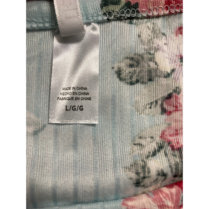 Flora Nikrooz Madonna Rib-Knit Pajama & Socks Set Blue L