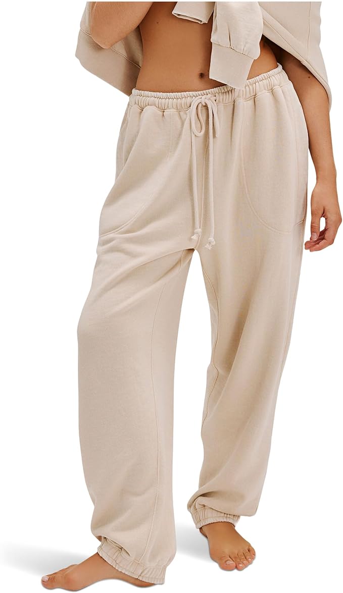 FREE PEOPLE Slow It Down Joggers LIGHT SAND M