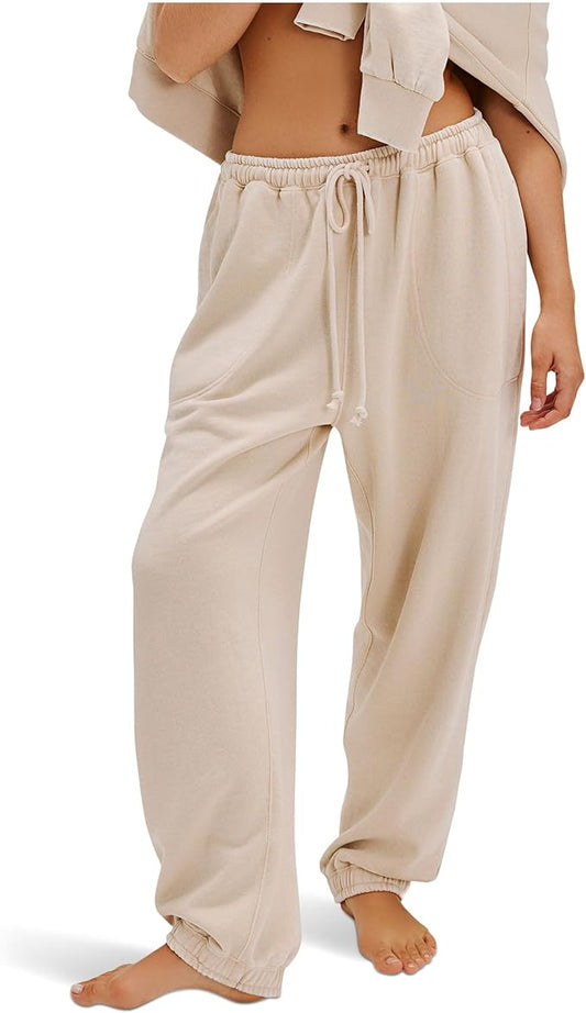 FREE PEOPLE Slow It Down Joggers LIGHT SAND M