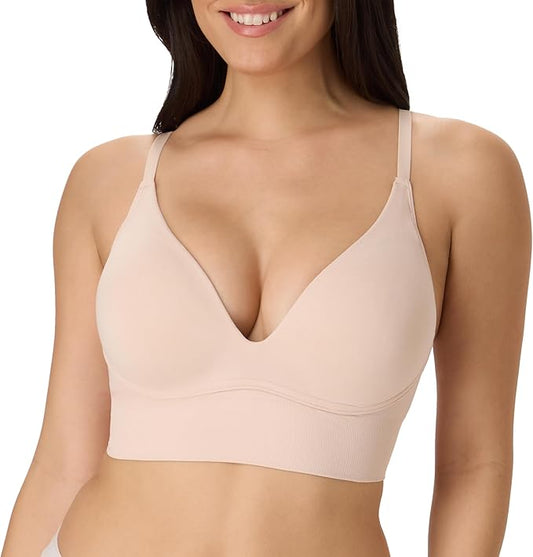 MAIDENFORM Push-up Bra, M Seamless Lift Longline Bralette SANDSHELL M