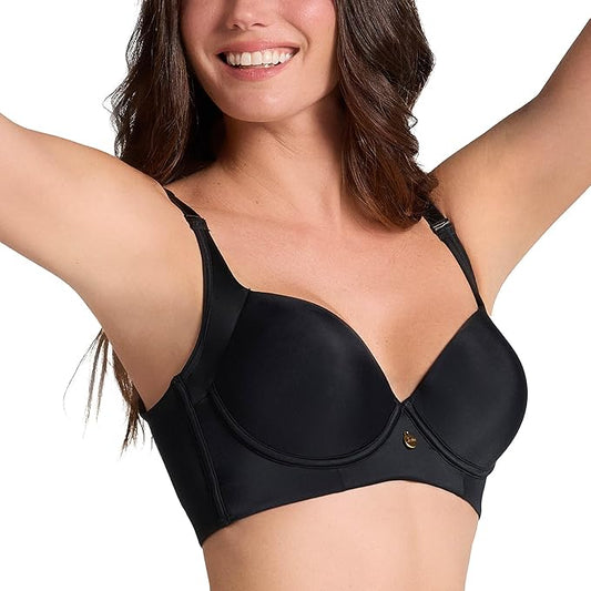 LEONISA Back Smoothing Bras for Women, Full Coverage Underwire Bra BLACK 36C
