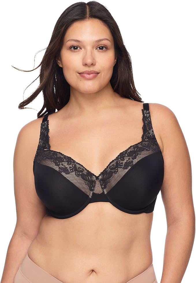 OLGA Plus Size Cloud 9 Underwire Contour Lace Bra BLACK 38C