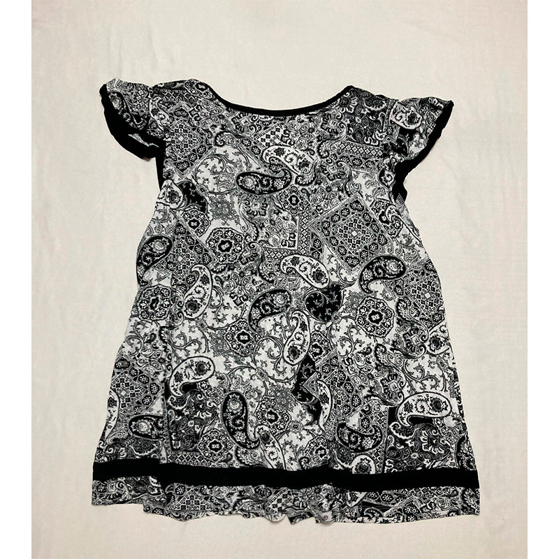 Ellen Tracy Women's Short Sleeve Flutter Top Paisley 1X