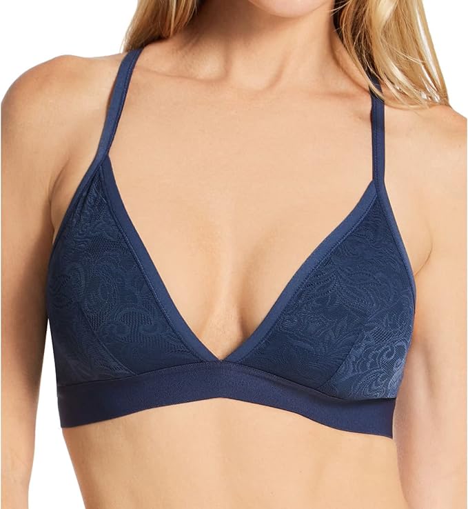 MAIDENFORM Stretch Lace Triangle Wireless Bralette NAVY M