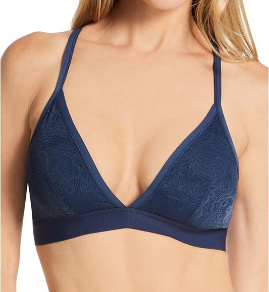 MAIDENFORM Stretch Lace Triangle Wireless Bralette NAVY M