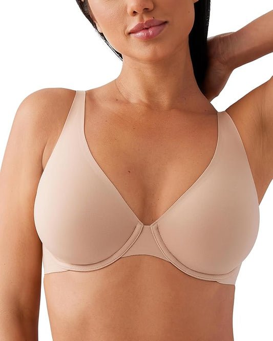 WACOAL Better Than Braless Seamless Unlined Plunge Underwire Bra NUDE 34D