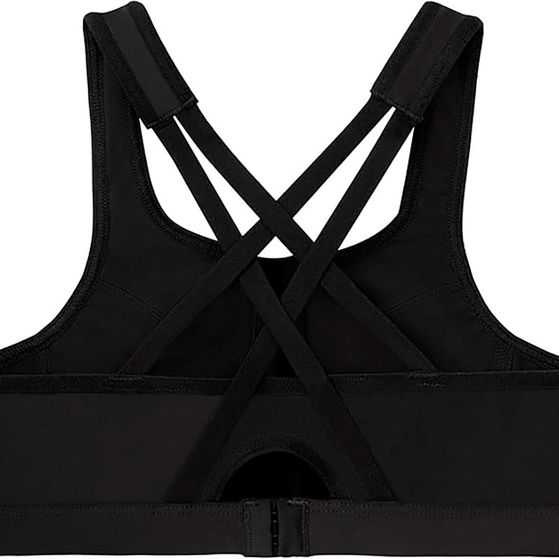 NWD GLAMORISE Women's Plus Size Zip Up Front-Close Sports Bra Wirefree BLACK 44C