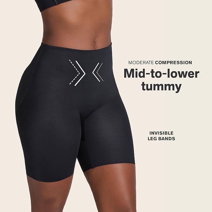 LEONISA Shapewear Shorts for Women Tummy Control BLACK L