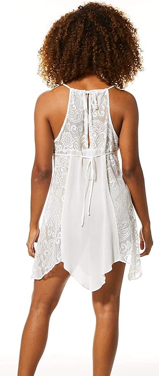 LINEA DONATELLA Lace Trimmed Bridal Babydoll WHITE L