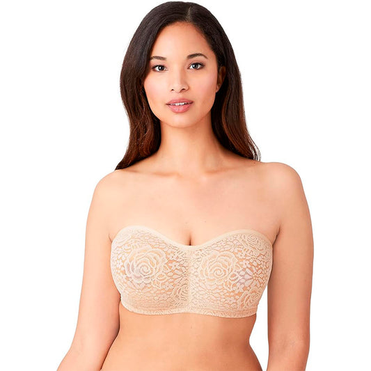 Wacoal Women's Halo Lace Strapless Bra Sand 34DDD
