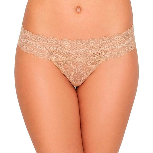 b.tempt'd by Wacoal womens Lace Kiss Panty Thong Panties Blue Natural M