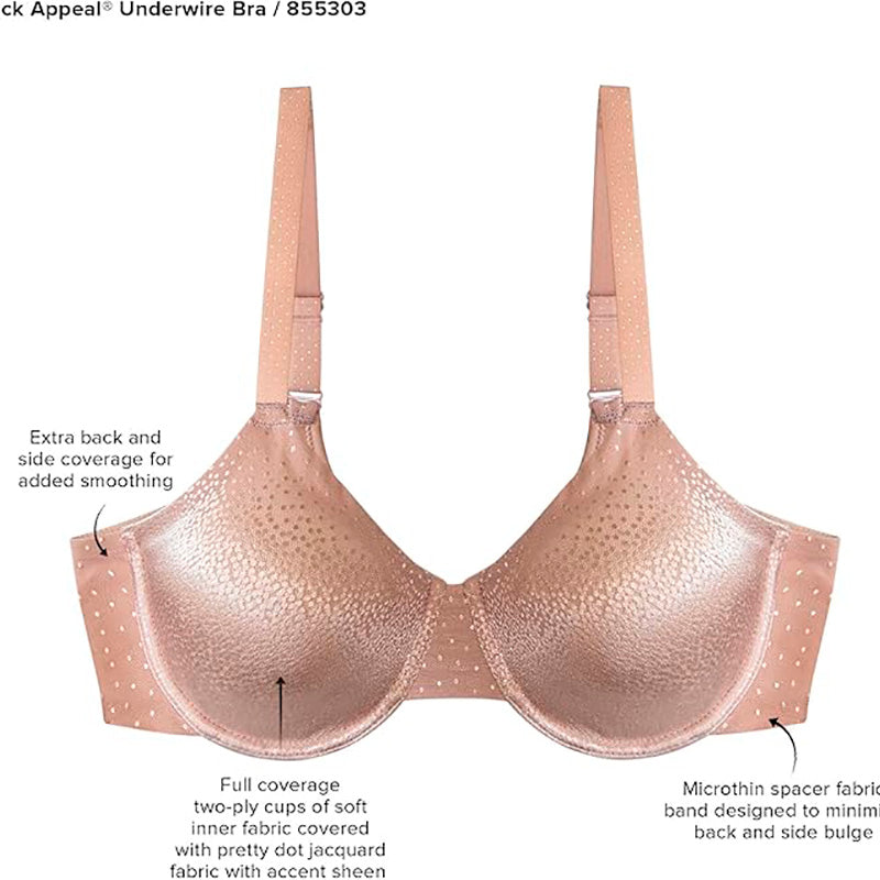Wacoal Women's Back Appeal Underwire Bra, Rose Dust, 38D