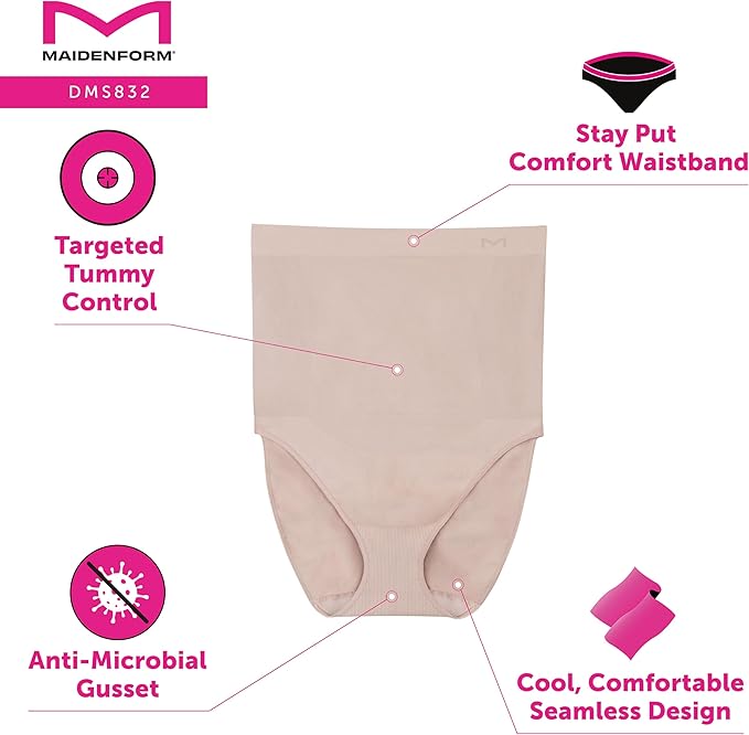MAIDENFORM Seamless Shapewear, Tummy Control High-waist Brief BROWN L