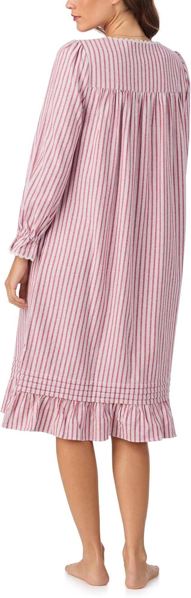EILEEN WEST Cotton Long Sleeve Waltz Nightgown PINK CANDYCANE S
