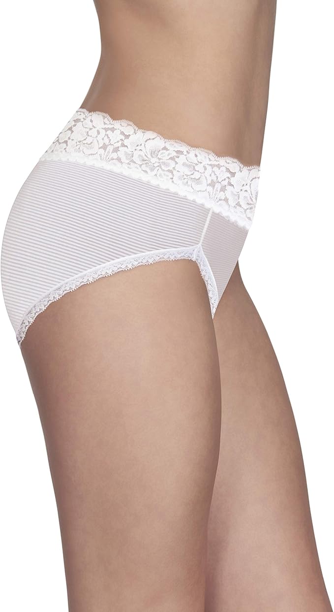 VANITY FAIR Flattering Lace Panties: Lightweight Superior Stretch WHITE 6