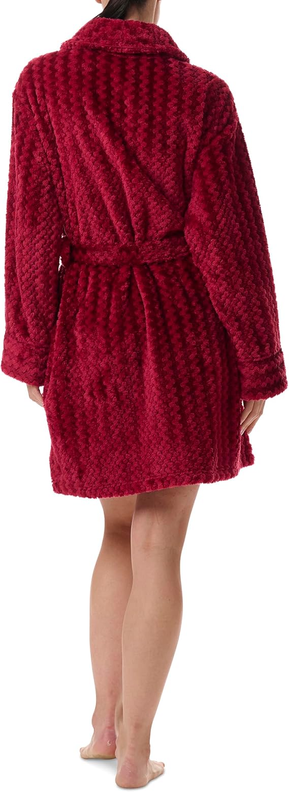 TOMMY HILFIGER Long Sleeve Plush Robe RED S/M