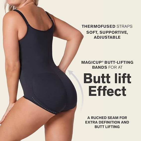 LEONISA Sculpting Butt Lifting Body Shaper with Front Hook BLACK 2XL