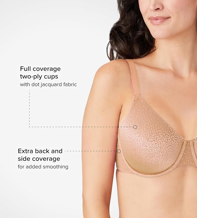 WACOAL Back Appeal Unlined Full Coverage Underwire Bra BLACK 44DDD