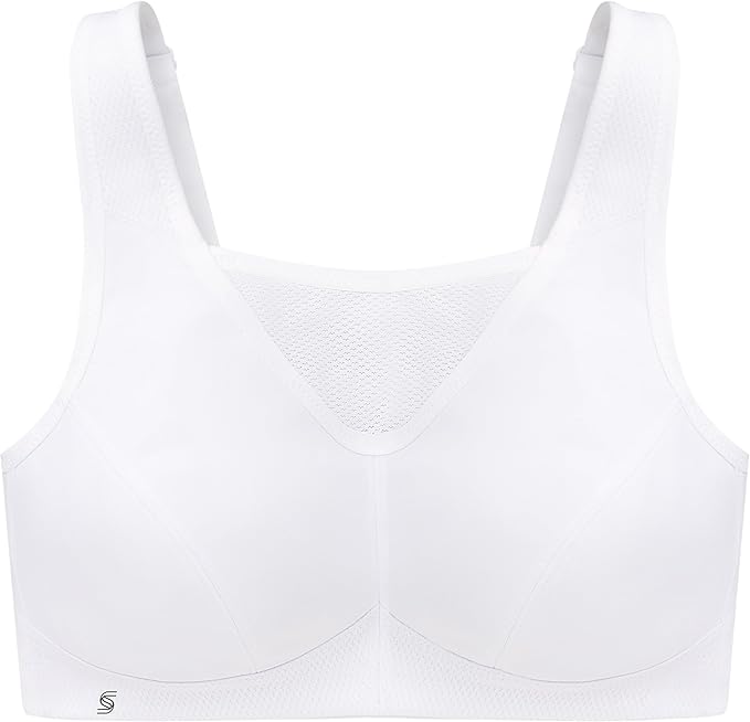 GLAMORISE Full Figure Plus Size No-Bounce Camisole Sports Bra Wirefree WHITE 42F