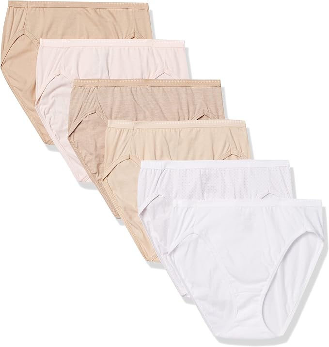 HANES Brief Panties Pack, Classic Cotton Brief Underwear, 6-pack ASSORTED 6