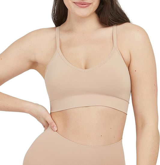 SPANX EcoCare Seamless Shaping Longline Bralette TOASTED OATMEAL XL