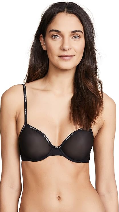 CALVIN KLEIN Sheer Marquisette Unlined Demi Bra BLACK 32D