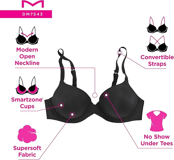 MAIDENFORM Underwire One Fab Fit Demi T-Shirt Convertible Bras WHITE 40B