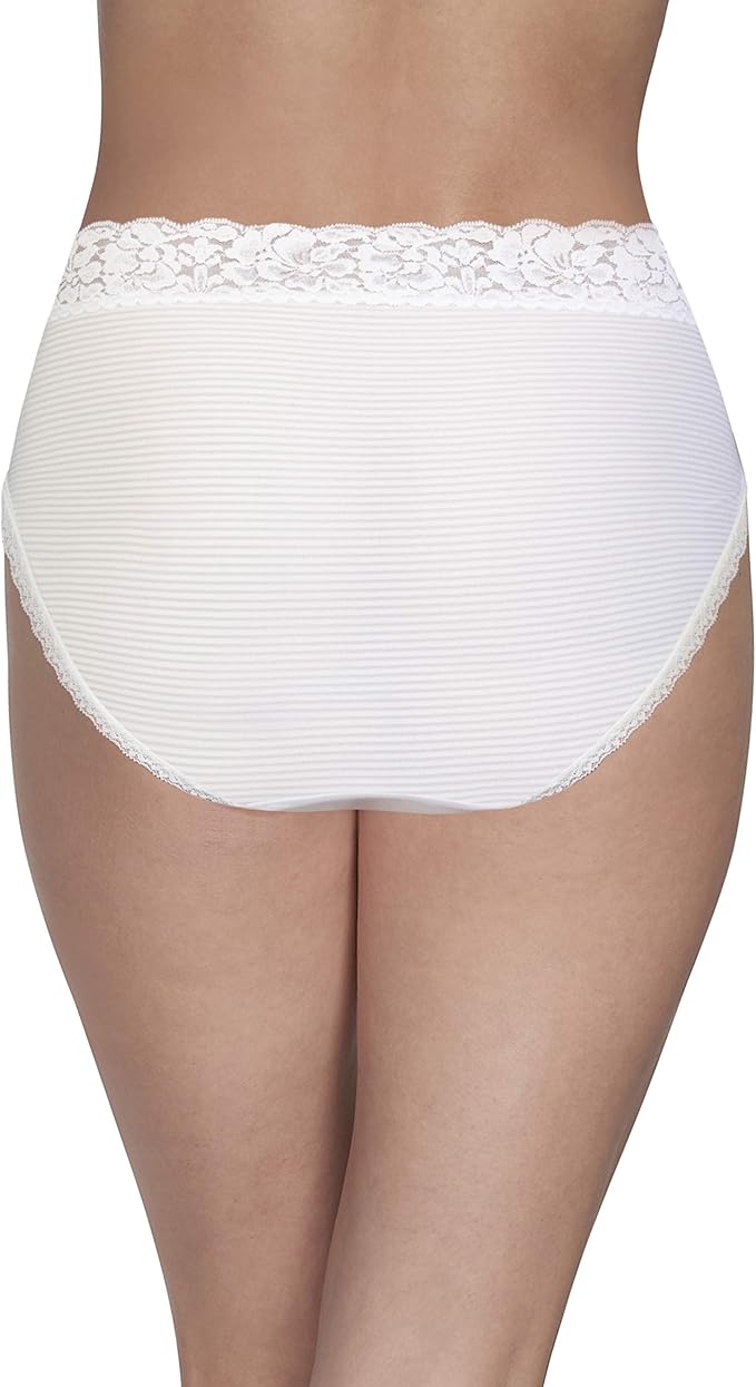 VANITY FAIR Flattering Lace Panties: Lightweight Superior Stretch WHITE 6