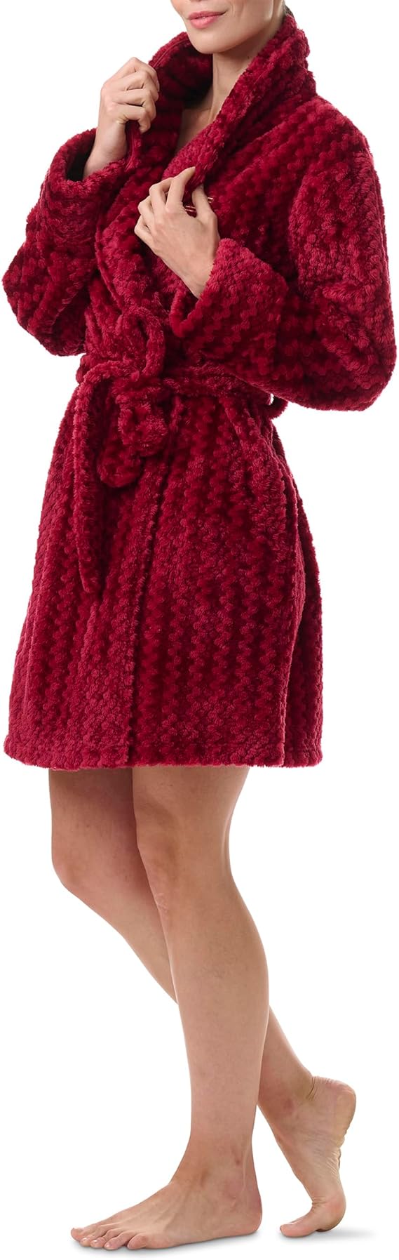 TOMMY HILFIGER Long Sleeve Plush Robe RED S/M