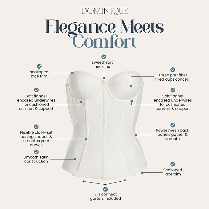 NWD DOMINIQUE Backless Strapless Juliette Satin Longlin IVORY 32DD