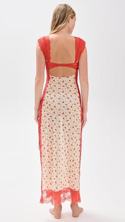 Free People Suddenly Fine Maxi Slip RED S