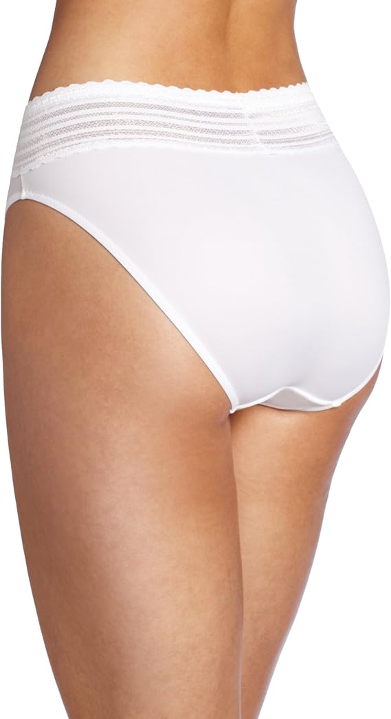 WARNER'S No Pinching No Problems Lace Hi Cut Brief Panty WHITE L