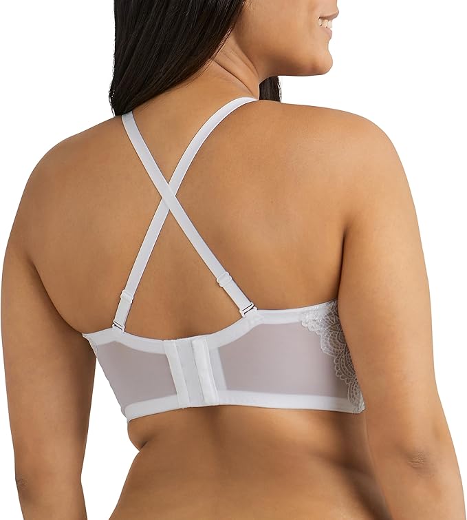 MAIDENFORM Pure Comfort Wireless Lace Longline Bralette WHITE 34A