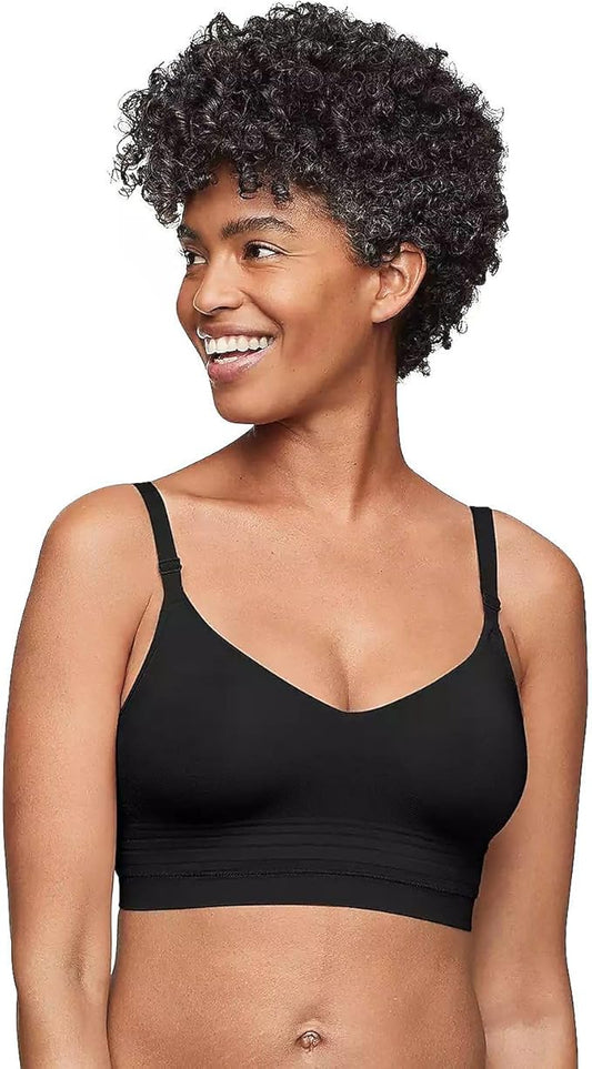 WARNER'S Easy Does It Allover Smoothing Seamless Longline Bra BLACK S