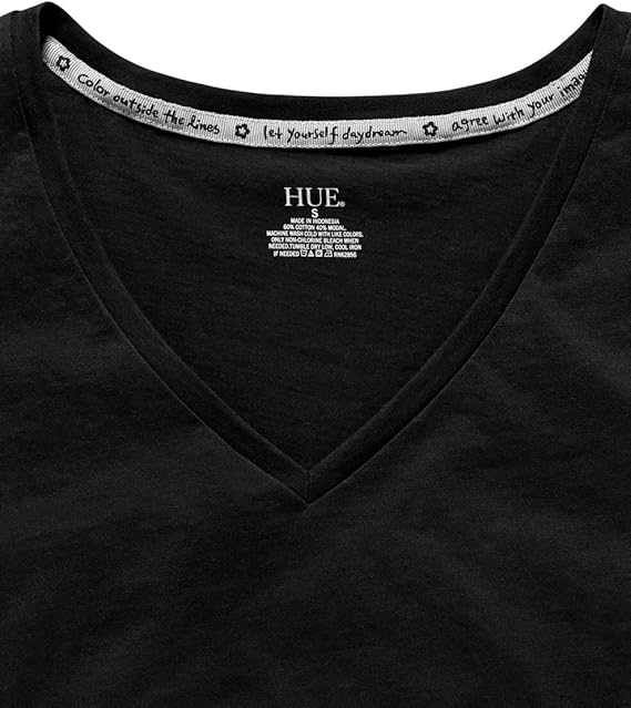 HUE Sleepwell Solid V-Neck T-Shirt BLACK L