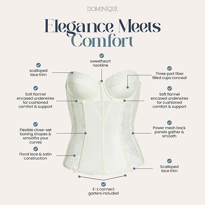 NWD DOMINIQUE Lace Longline Corset Bustier Bra IVORY 36B