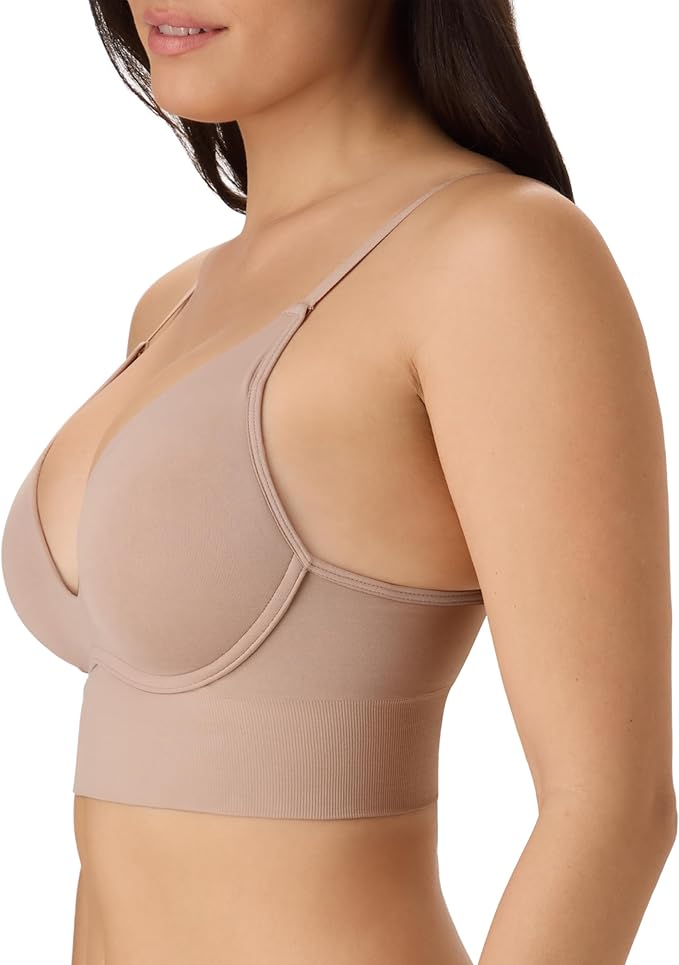 MAIDENFORM Push-up Bra Seamless Lift Longline Bralettes EVENING BLUSH L