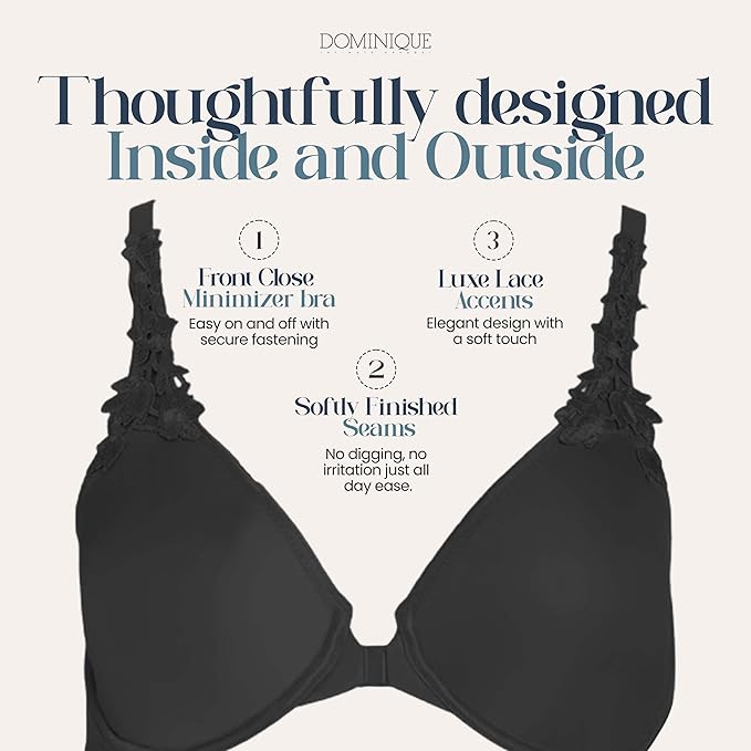 DOMINIQUE Meryl Front Closure Minimizer Racerback BLACK 42DD