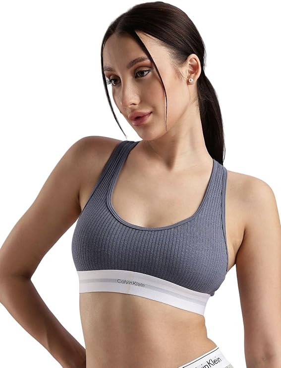 CALVIN KLEIN Modern Rib Lightly Lined Bralette GRISAILLE XL