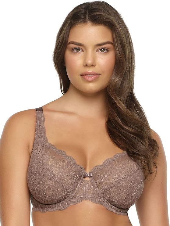 FELINA Paramour Peridot Lace Full Coverage Unlined Bra MINK 42C