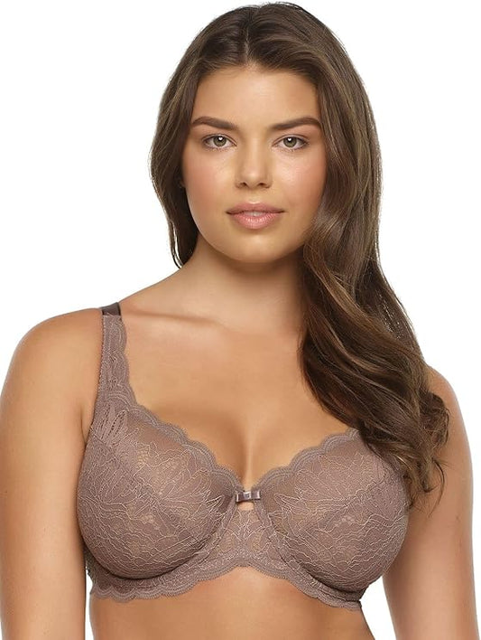 FELINA Paramour Peridot Lace Full Coverage Unlined Bra MINK 42C
