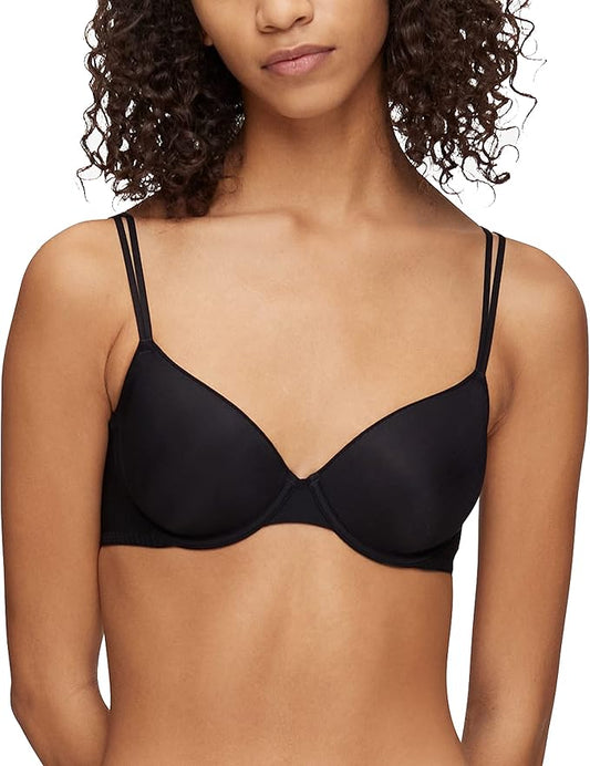 CALVIN KLEIN Sheer Marquisette Lightly Lined Demi Bra BLACK 32A