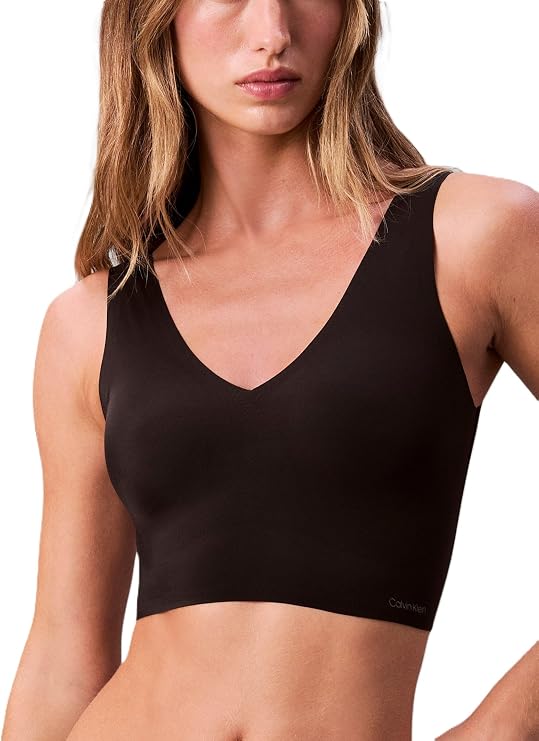 CALVIN KLEIN Invisibles Comfort Seamless Lightly Lined V Neck Bralette BLACK XL