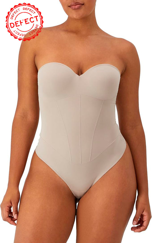 NWD MAIDENFORM Tummy Shaping Thong Bodysuit BEIGE XL
