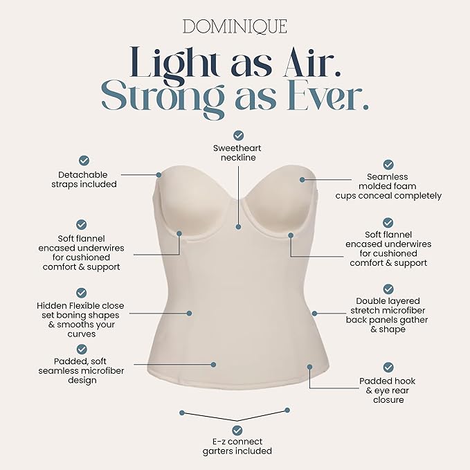 DOMINIQUE Seamless Padded Longline Strapless Bra IVORY 44C