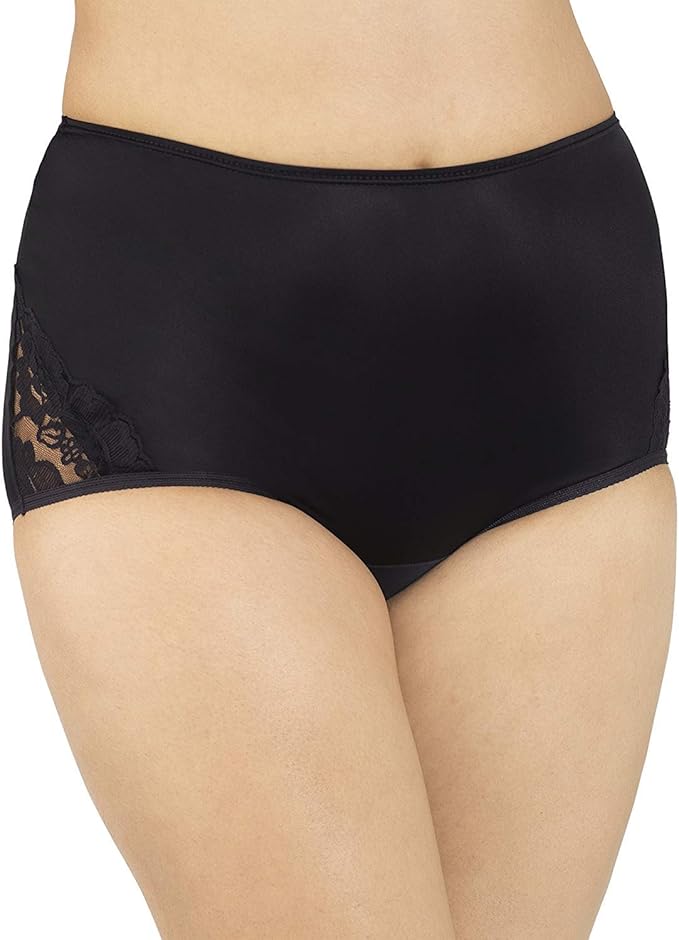 VANITY FAIR High Waisted Underwear, Full Coverage Ladies Panties BLACK 10