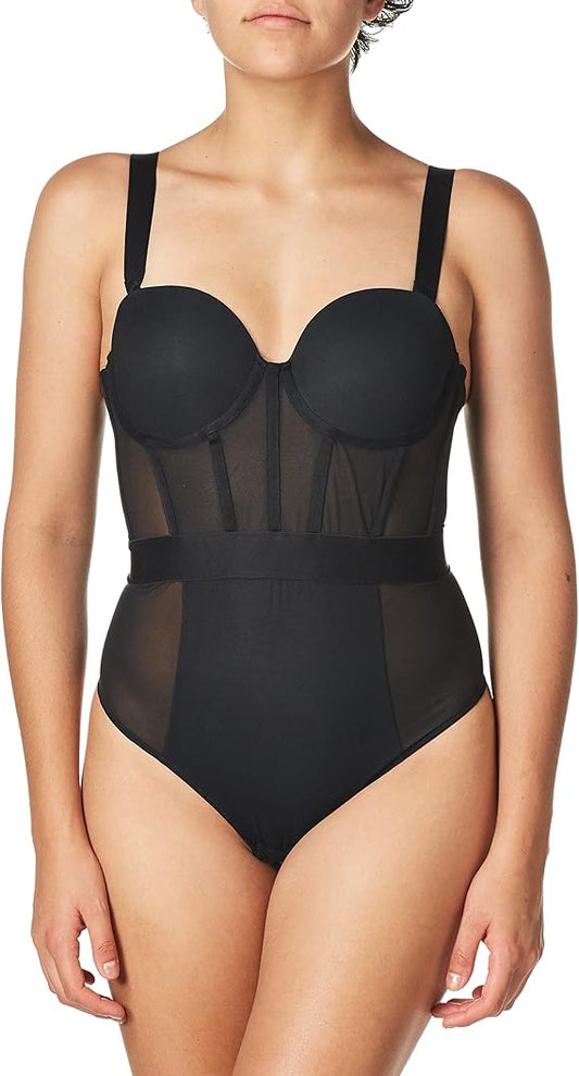 DKNY Sheers Strapless Bodysuit BLACK 38B