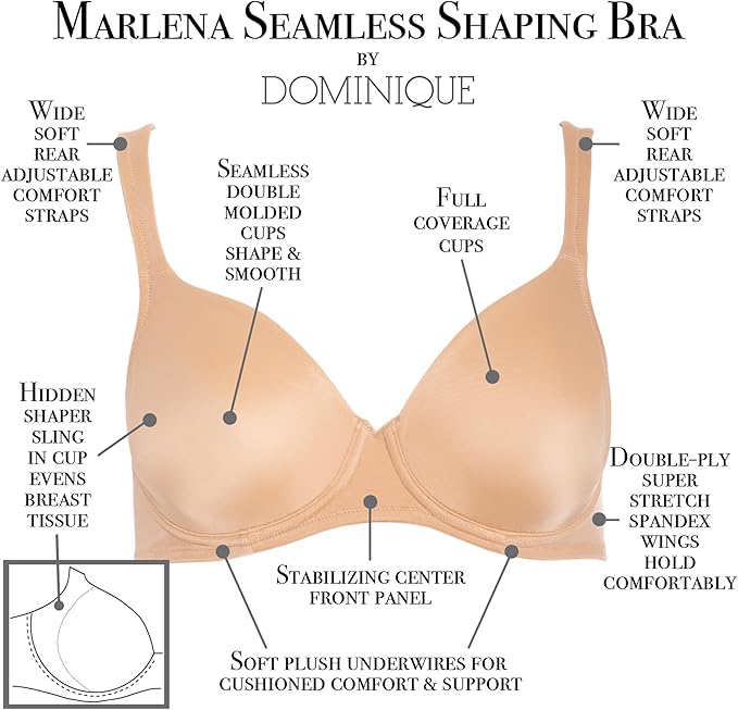 DOMINIQUE Marlena Perfect Support Shaping Comfort Bra NUDE 36B
