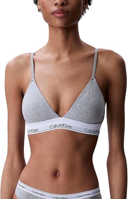 CALVIN KLEIN Modern Cotton Lightly Lined Triangle Wireless Bralette GREY M