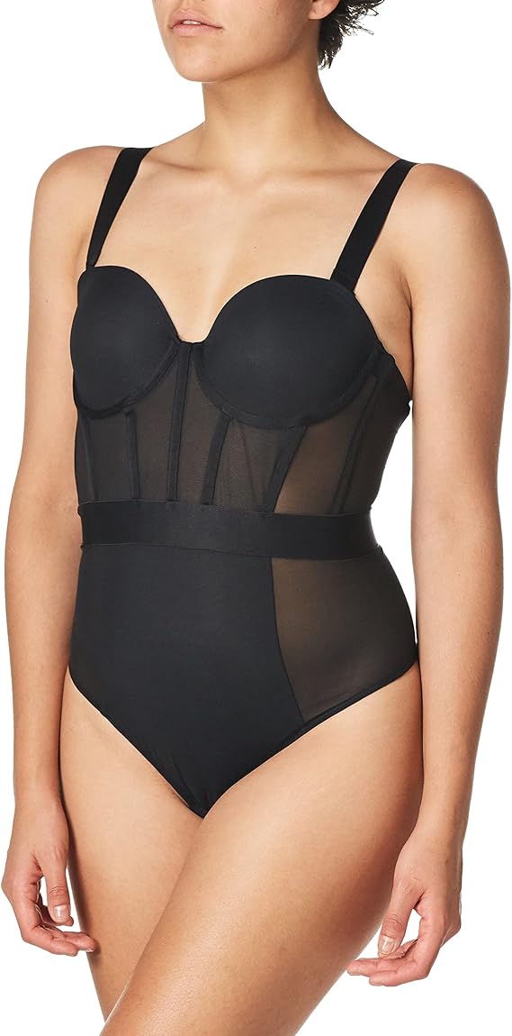 DKNY Sheers Strapless Bodysuit BLACK 38B